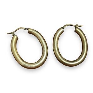 Beautiful 925 Sterling Silver Oval Hoop Earrings 1.25 Inch